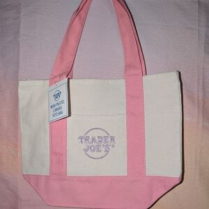 Pink Trader Joe's Mini Pastel Canvas Tote Bag
